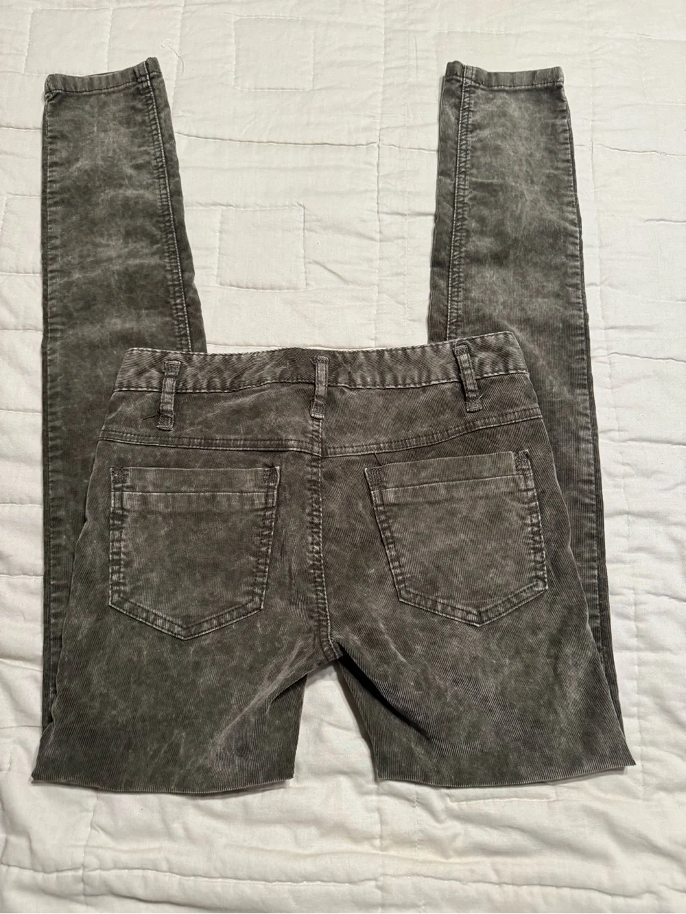 Free People Olive Green Corduroy Skinny Jeans